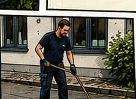 Reinigung des Eingangsbereichs eines Gebäudes